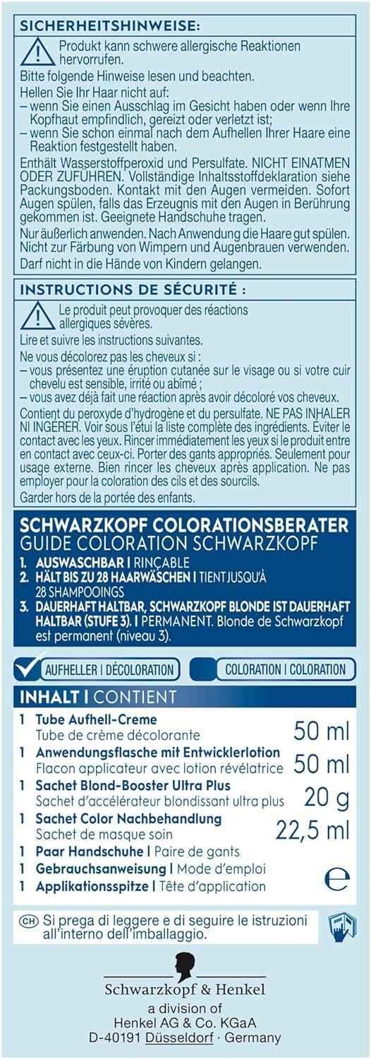 Schwarzkopf Blonde Aufheller L1++ (6x 143 ml), Haarfärbemittel für Öl-aktiviertes Haare Aufhellen mi
