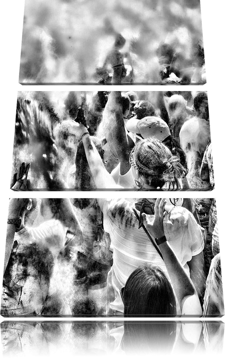 Pixxprint Monocrome, Farben Festival, Holi Indien 3-Teiler Leinwandbild 120x80 Bild auf Leinwand
