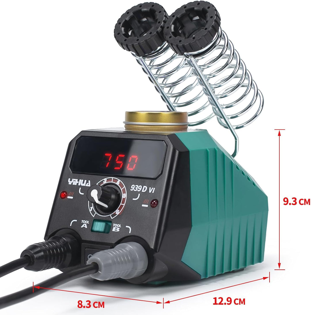 YIHUA 939D-VI Doppelstift brandmalerei brennpeter für holz mit Digitalanzeige mit 20 Drahtspitzen, a