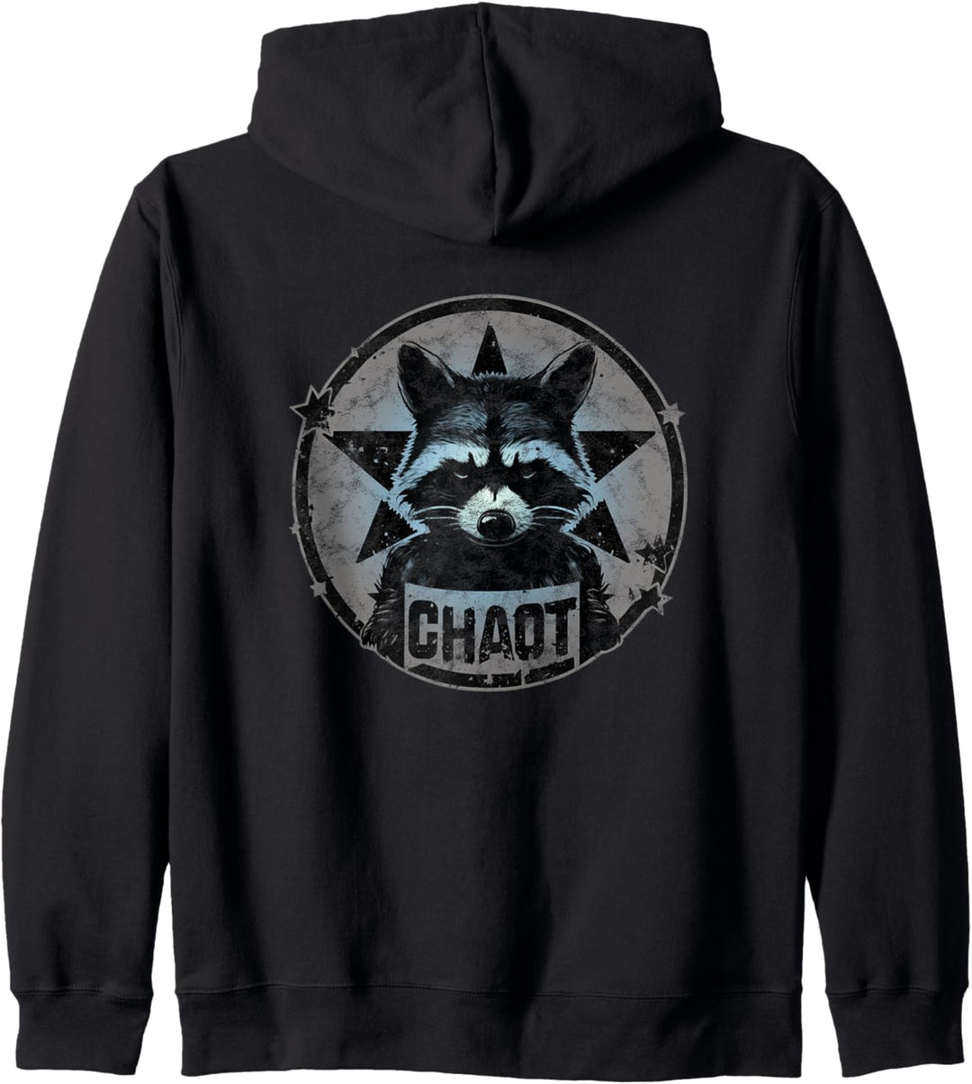 Waschbär, Chaot, Anarchie, Kämpfer, Revolution, Stern, Vintage Kapuzenjacke