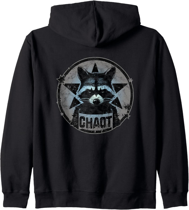 Waschbär, Chaot, Anarchie, Kämpfer, Revolution, Stern, Vintage Kapuzenjacke