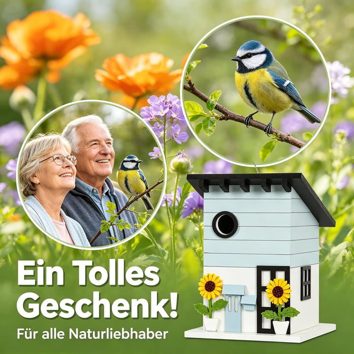 Deko Vogelhaus zum Aufhängen - Nistkasten im Landhausstil für kleine Vögel, dekoratives Vogelhäusche