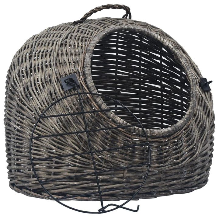 vidaXL Katzen Transportkorb Natürliche Weide Grau Katzenkorb Transportbox L 60 x B 45 x H 45 cm Grau