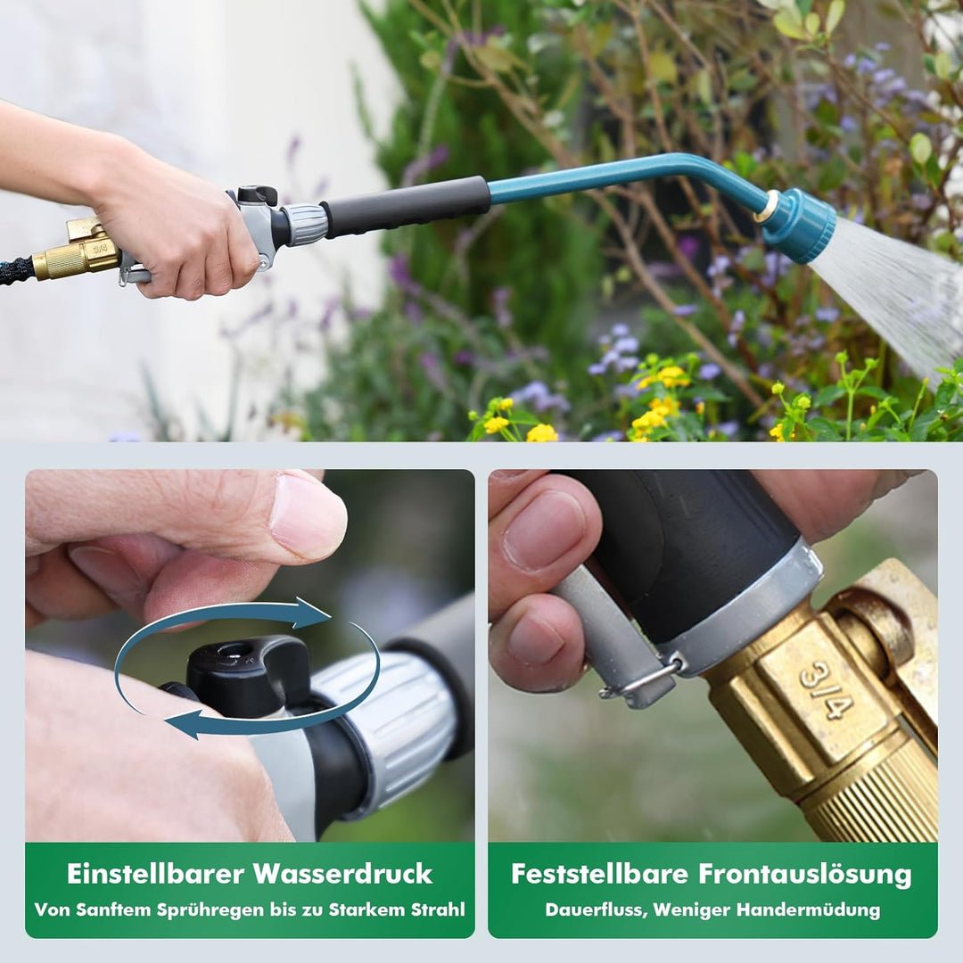 RESTMO Langer Giessstab, 61cm langer Gartenbrause mit voller, sanfter Dusche und Durchflusskontrolle