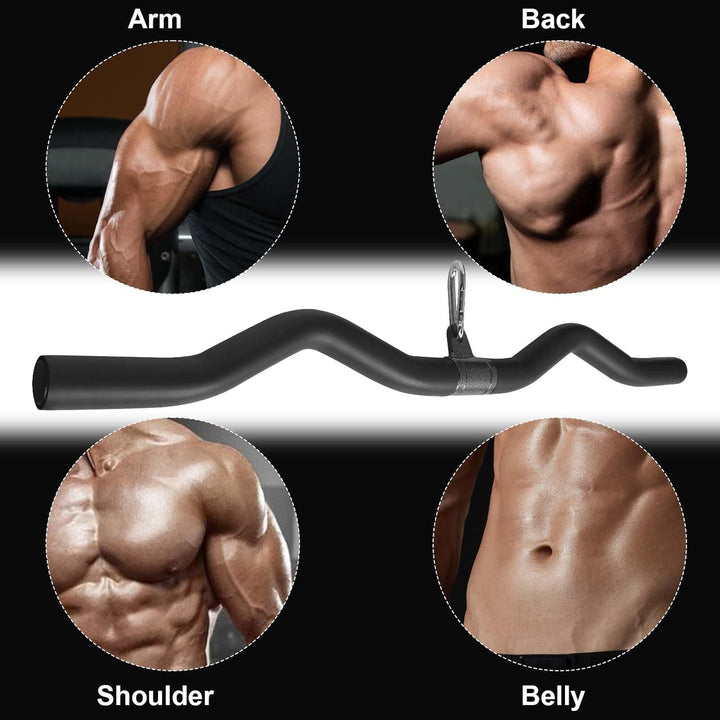 Latzugstange 80 cm, Bizeps Stange Schwarz, Trizeps Stange, Zugstange Fitness mit Drehgelenk für Zuha