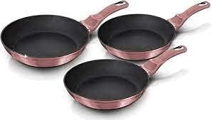 Berlinger Haus I-Rose Set 3 Bratpfannen Induktion 20-24-28cm, Aluminium, Antihaftbeschichtung Ökolog