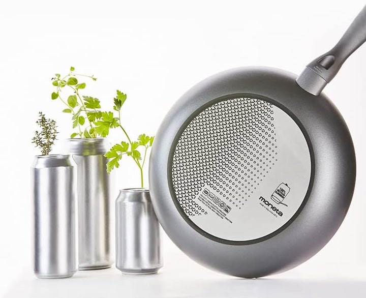 Moneta Eden Pfannen-Set, 24 – 28 cm, aus recyceltem Aluminium, hergestellt in Italien.