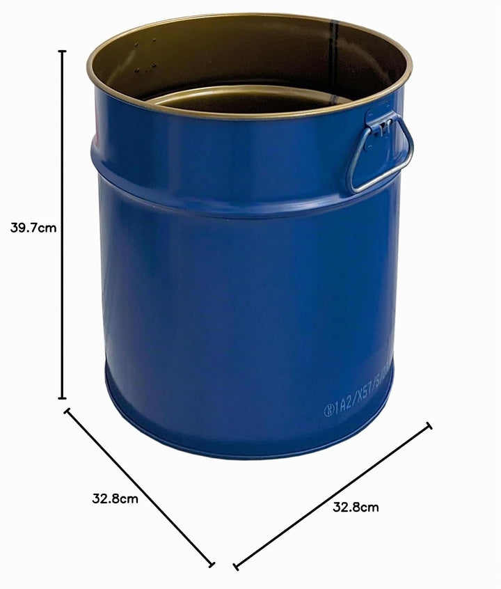 Hemeyer Stahlfass 30 Liter Hobbock Deckelfass Metall Blechfass Mülleimer Behälter Kübel mit 2 Seitli