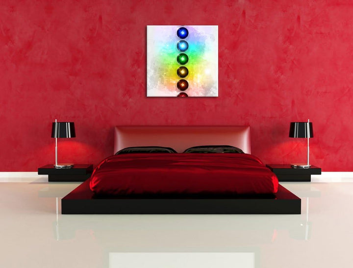 Pixxprint Chakra Eneregieelemente als Leinwandbild/Grösse: 70x70 cm/Wandbild/Kunstdruck/fertig bespa