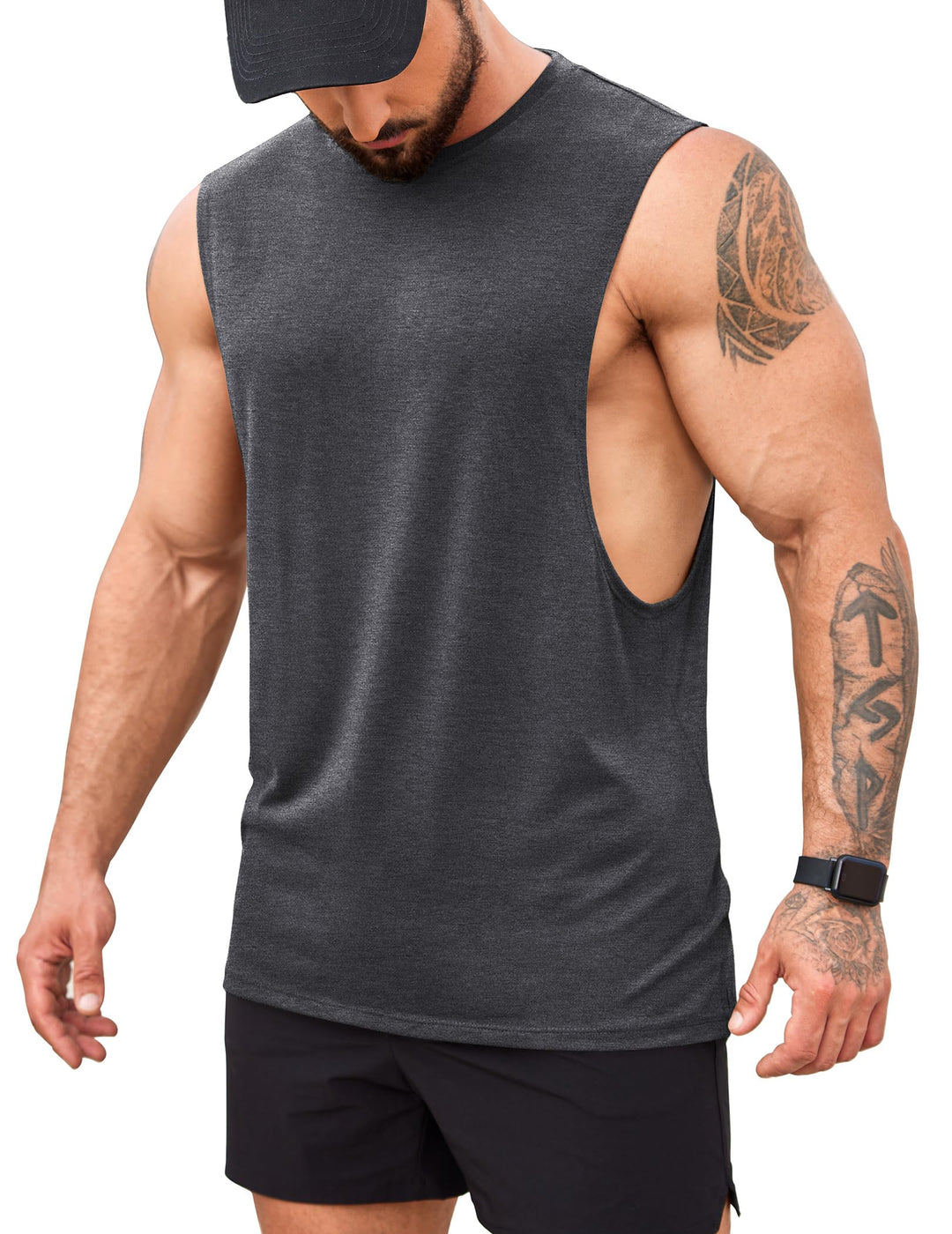 COOFANDY Tank Top Herren Gym Bodybuilding Shirts Ärmellose Muskelshirts Männer M Dunkelgrau(1 Stück)