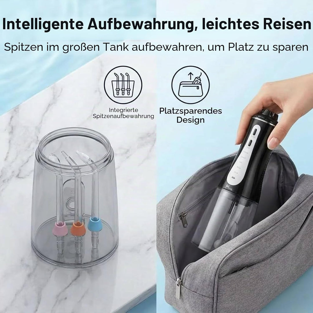 Munddusche Kabellos Elektrischer Zahnreiniger 350ML Wassertank Munddusche, 6 Multifunktionale Jet-Ti