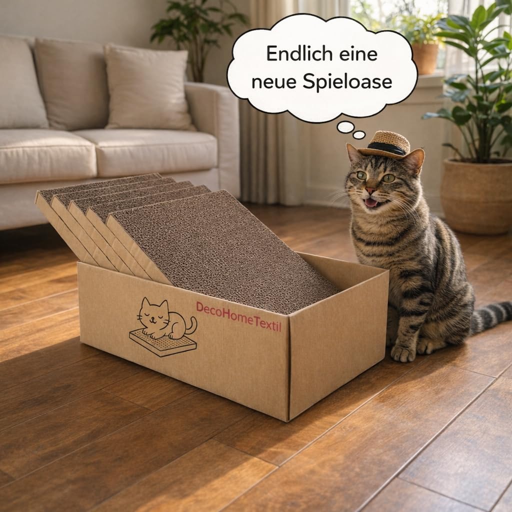 DecoHomeTextil Kratzbrett für Katzen Krallen Kiste mit je 5 Brettern 2X 5er-Set Kratzpappe beidseiti