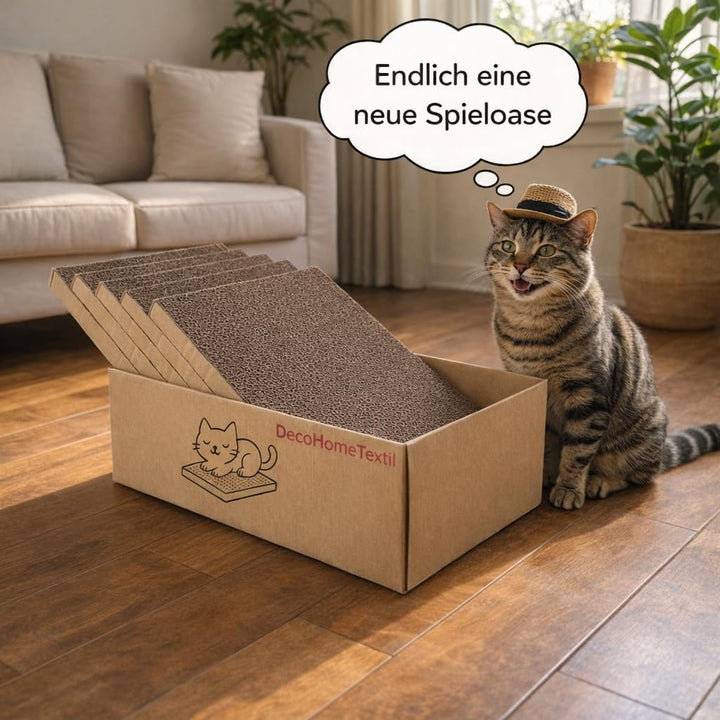 DecoHomeTextil Kratzbrett für Katzen Krallen Kiste mit je 5 Brettern 2X 5er-Set Kratzpappe beidseiti