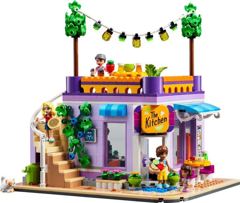 LEGO 41747 Friends Heartlake City Gemeinschaftsküche Spiel-Set mit Koch-Zubehör, 3 Mini-Puppen und d
