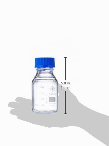 neoLab E-1430 Laborflaschen, GL 45, 250 mL, Iso-Gewinde, Kappe + Ausgiessring (10-er Pack), Borosili