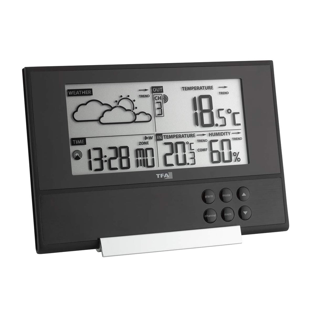 TFA Dostmann 35-1107 Pure Funk-Wetterstation, mit extra flachem Design, Wetterprognose, Aussentemper