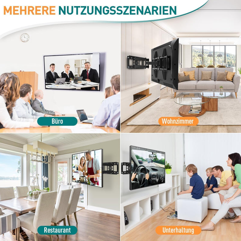 ELIVED Schwenkbare Neigbare TV Wandhalterung für 37-70 Zoll LED, LCD, OLED, Plasma TVs (Flach & Curv