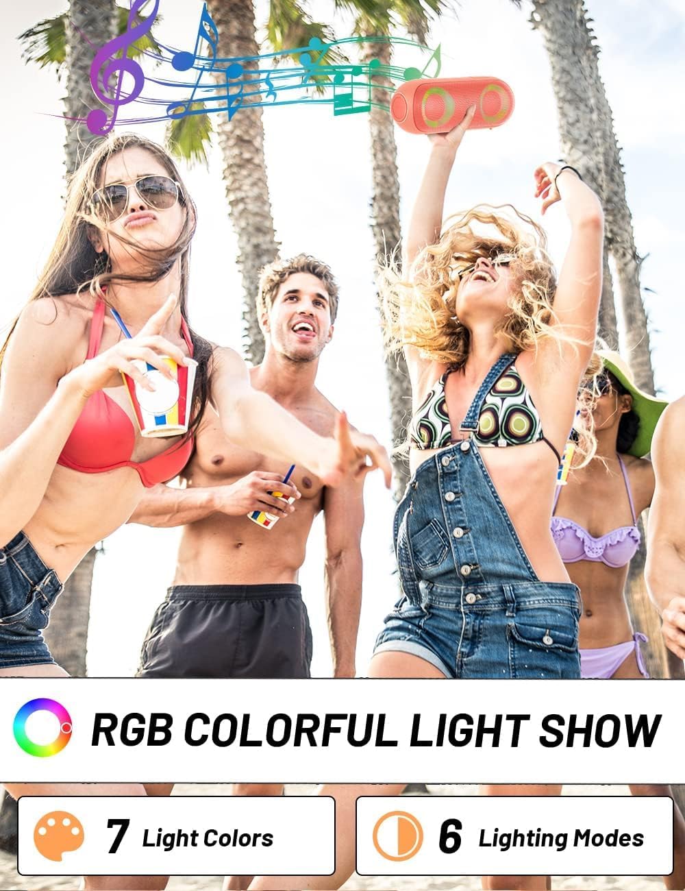 NOTABRICK Bluetooth Speaker, Music Box with RGB LED Light, Portable Wireless Bluetooth Box, 30 W Tru