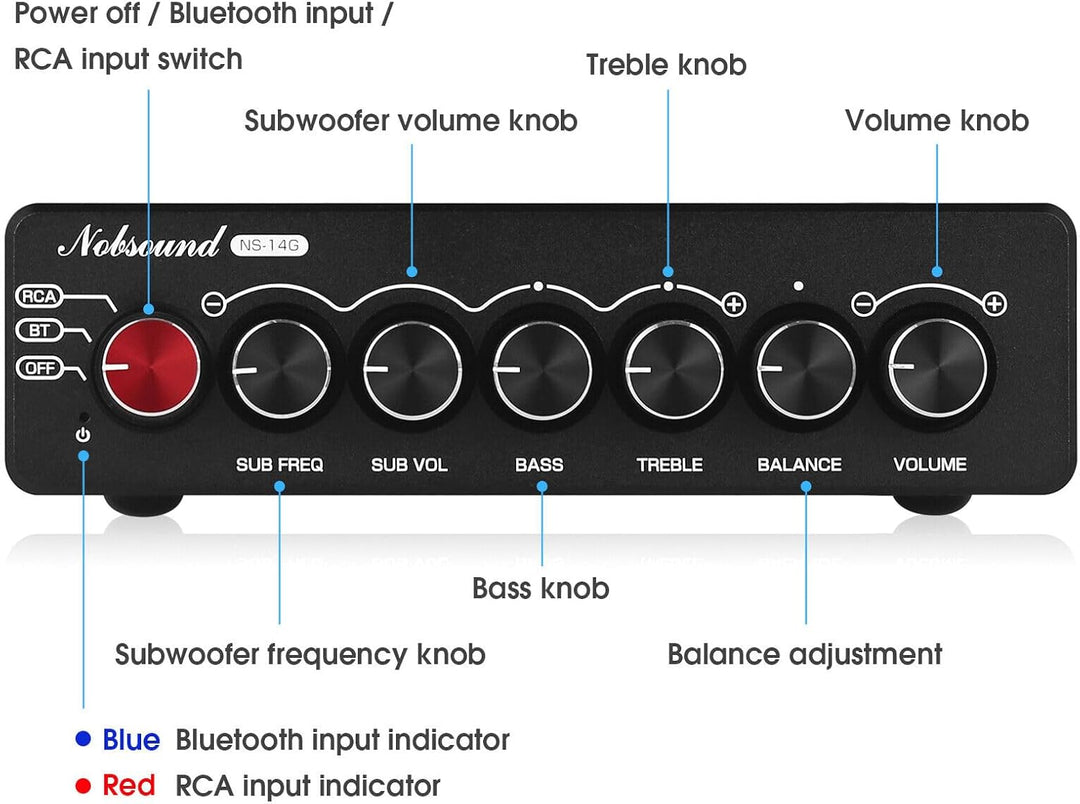 Nobsound NS-14G 2.1 Verstärker, Audio Amplifier, Bluetooth 5.0 HiFi Stereo 200W 2.1-Kanal Subwoofer