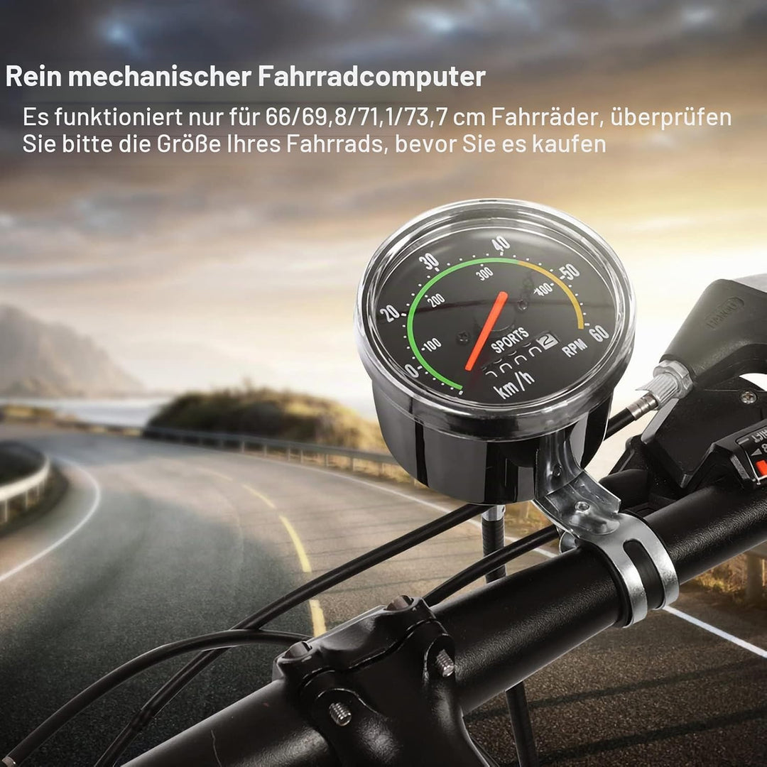Dioche LCD-Fahrradcomputer Kilometerzähler, mechanischer Fahrradtachometer, geeignet für 26/27,5/28/