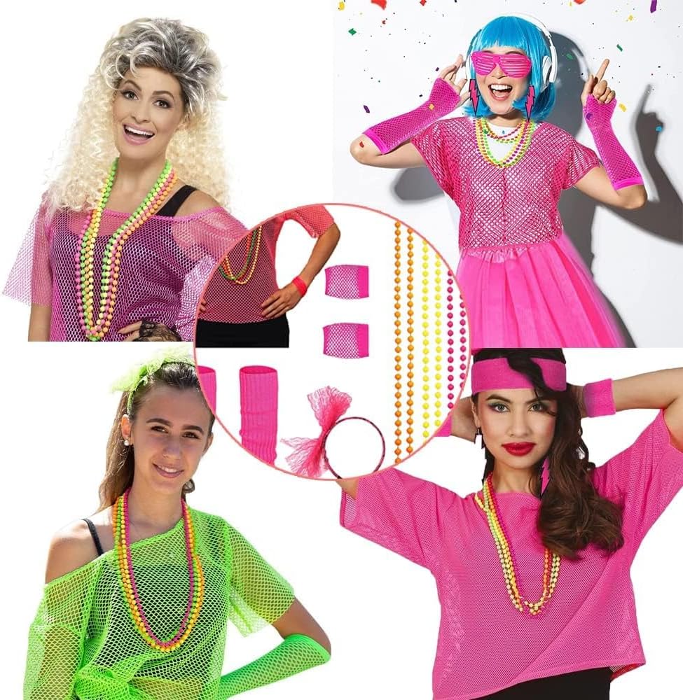 80 Jahre Kostüm Zubehör Set,80er Jahre Outfit Damen,80er Jahre Accessoires Damen,80er Kostüm Accesso