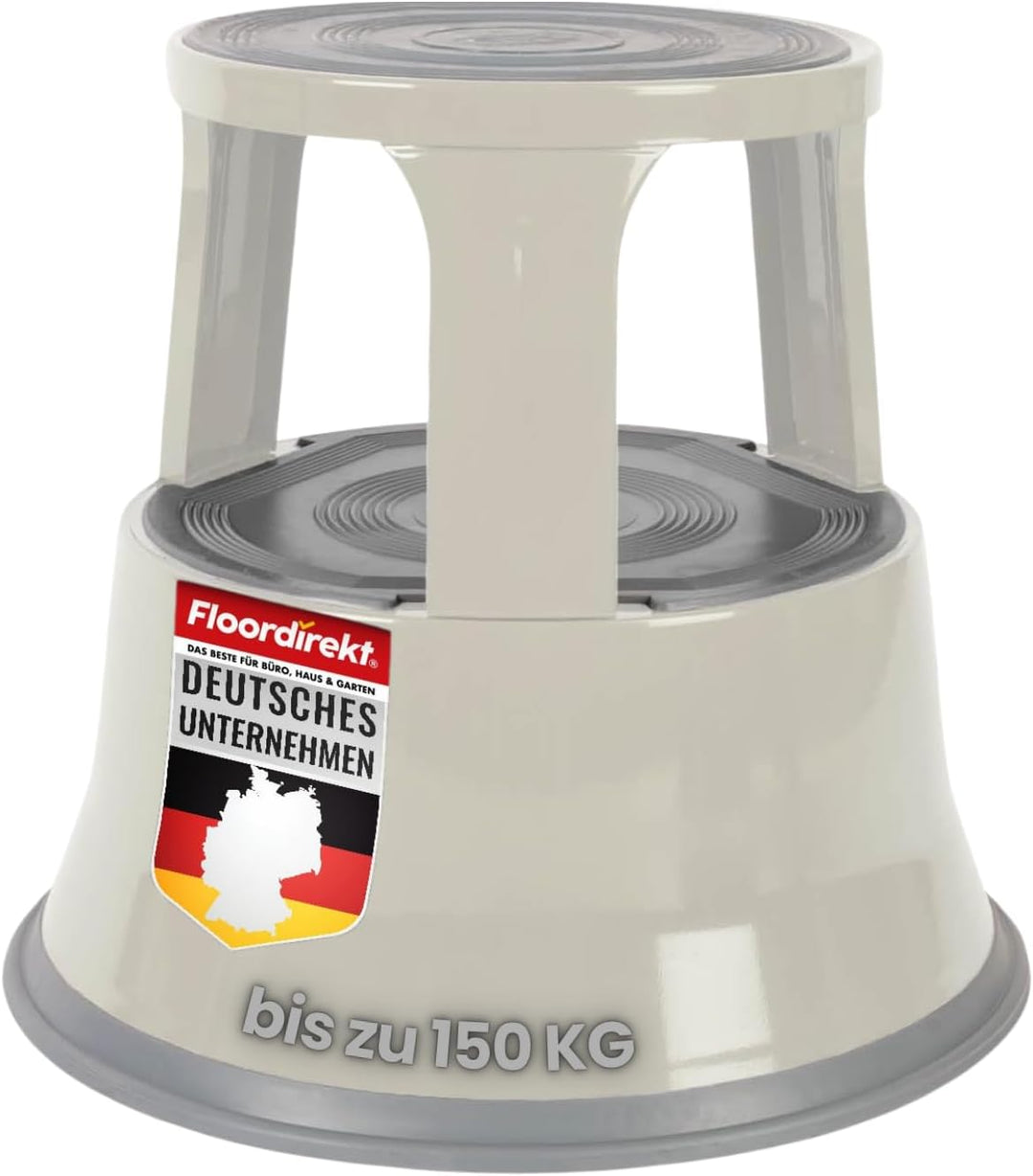Floordirekt Rollhocker, Tritthocker, Elefantenfuss - Hocker aus Stahl bis 150kg Tragkraft für Büro o