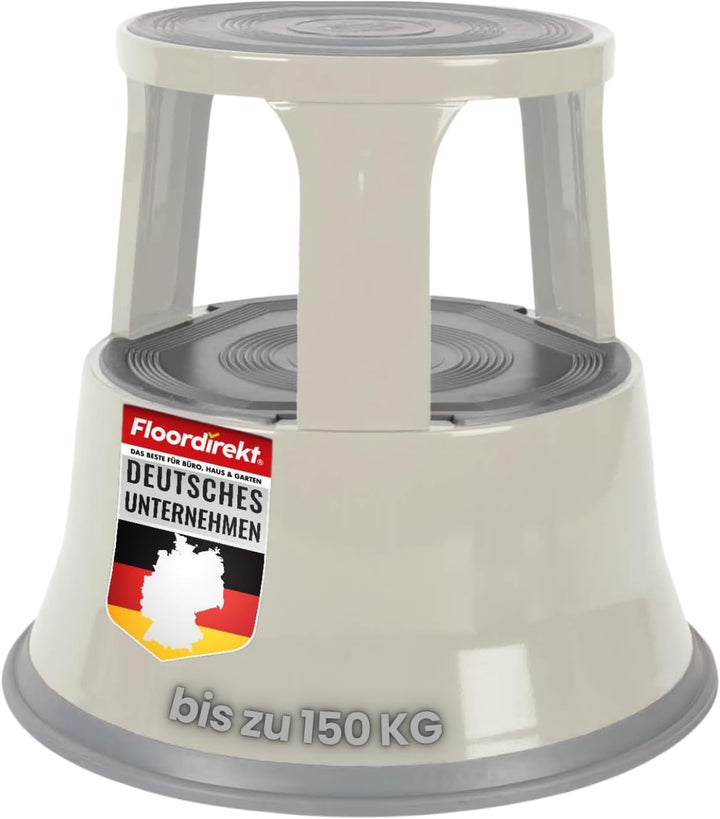 Floordirekt Rollhocker, Tritthocker, Elefantenfuss - Hocker aus Stahl bis 150kg Tragkraft für Büro o