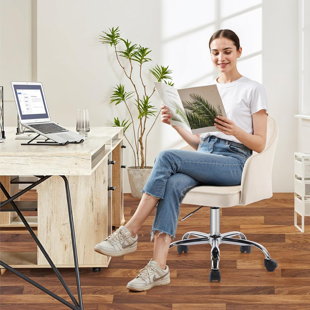 Bürostuhl aus Samt, Schminktischstuhl, Schale, um 360 ° drehbar, höhenverstellbar, für Wohnzimmer, S