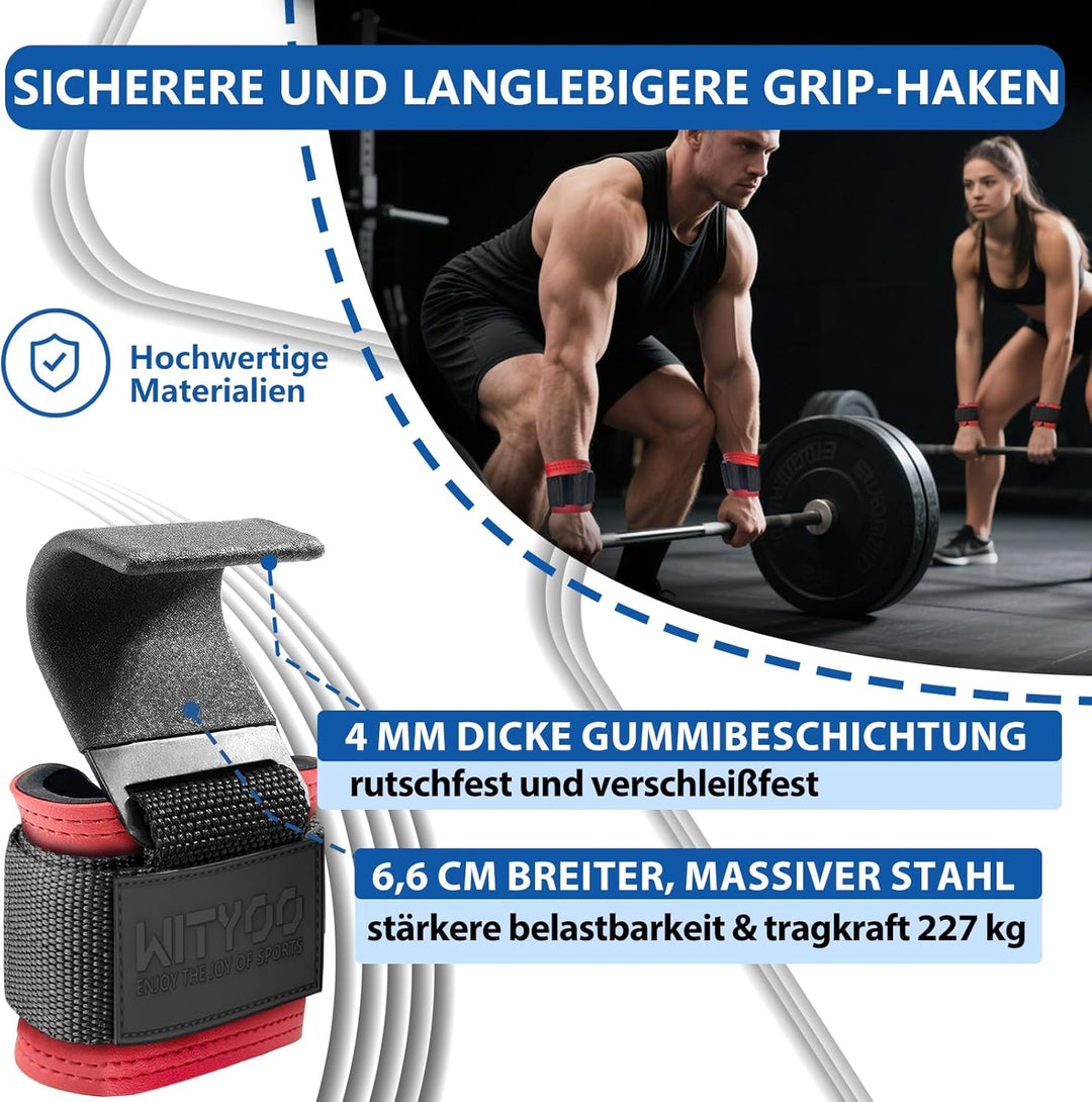 Zughilfen Haken Krafttraining, Fitness Powerlifting Weight Lifting Hook, Lifting Straps für Männer &