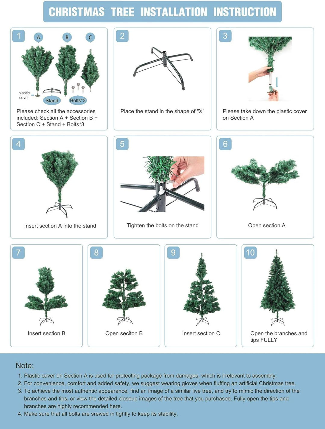 HENGMEI 180cm PVC Weihnachtsbaum Tannenbaum Christbaum Grün künstlicher mit Metallständer ca. 500 Sp