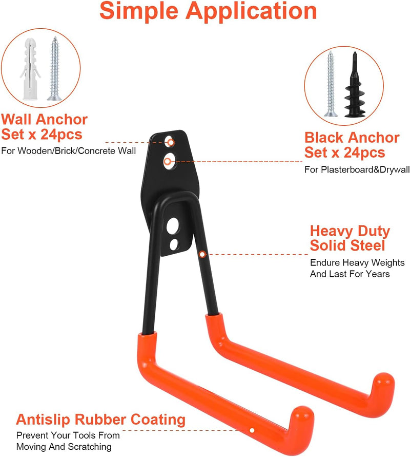 AojSup 12 Stück Wandhaken Garage Haken Garage Storage Doppelhaken Wandhaken Multi Grösse Heavy Duty
