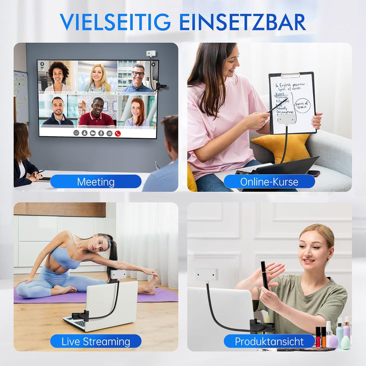 Webcam 1080P mit Mikrofon und Sichtschutzklappe – USB Webcam für PC, Laptop & Zoom, Augenkontakt-Kam