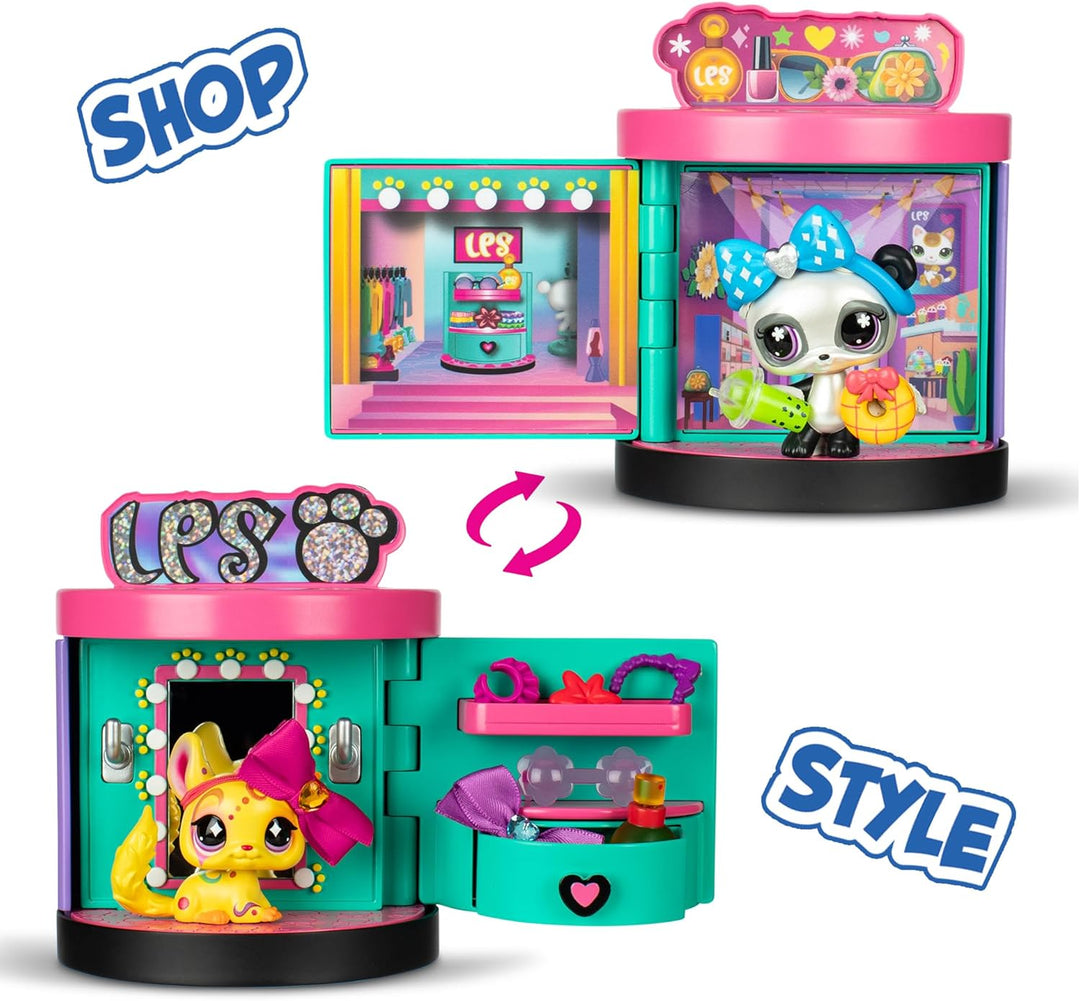 Littlest Pet Shop - Sweet and Style Set - 4-in-1 Boutique - Pack mit 3 Tieren, 15 Zubehörteilen, 1 K