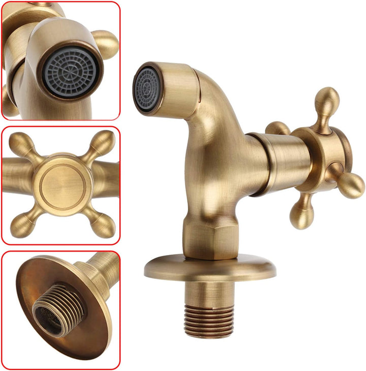Wasserhahn, Messing Wasserhahn Wandmontage Vintage Massivem Messing Wasserhahn Einzigen Kaltes Wasse