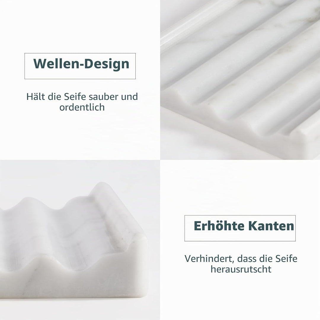 2 Stück Marmor Seifenschale, Seifenhalter mit Ablauf, Seifenablage Waschbecken, Kreative Seifenschal