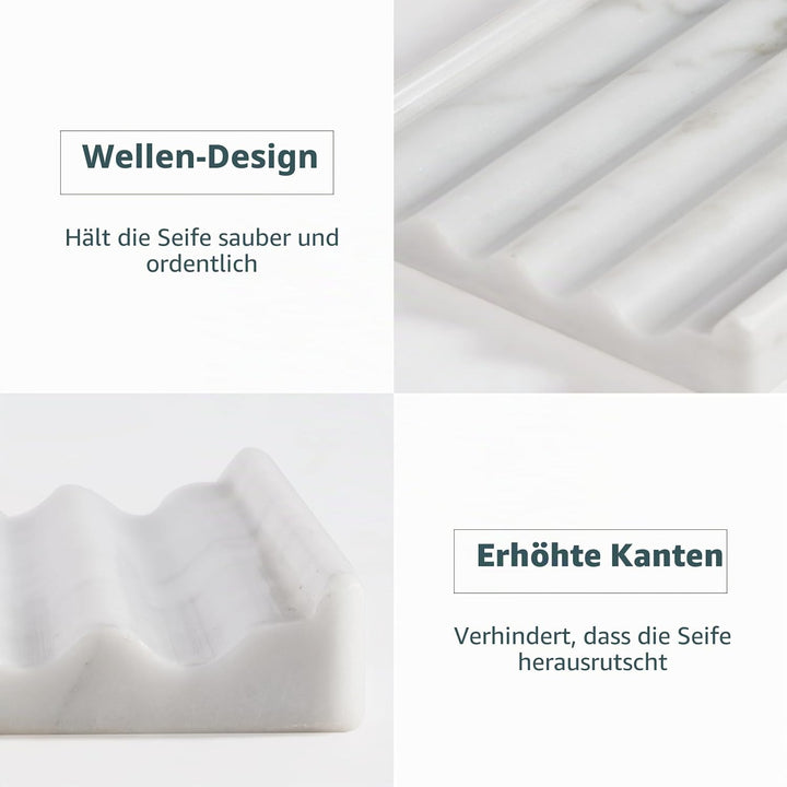 2 Stück Marmor Seifenschale, Seifenhalter mit Ablauf, Seifenablage Waschbecken, Kreative Seifenschal