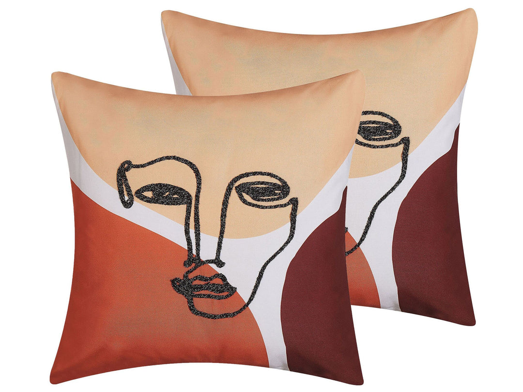 Dekokissen 2e Set Gesichtsmotiv Polyester bunt 45 x 45 cm quadratisch Rudbekia