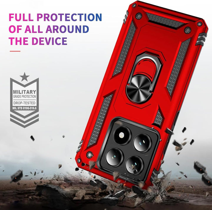 Verco Hybrid Armor Shield Case für Xiaomi 14T Hülle, extrem robust mit Magnet Fingerring Halter Hand
