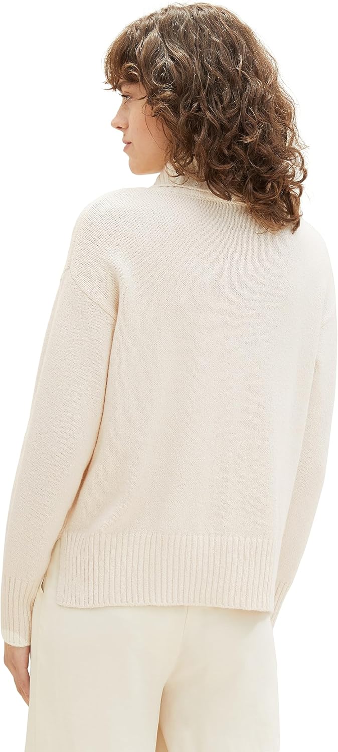 TOM TAILOR Damen Strickpullover mit Rollkragen XXS 17573 - Soft Beige Melange, XXS 17573 - Soft Beig