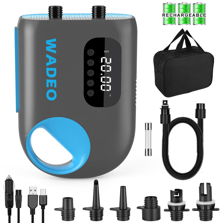 WADEO SUP Pumpe elektrisch [18000mAh], 20 PSI Hochdruck SUP Luftpumpe Akku mit LED-Licht, 110 V AC/1