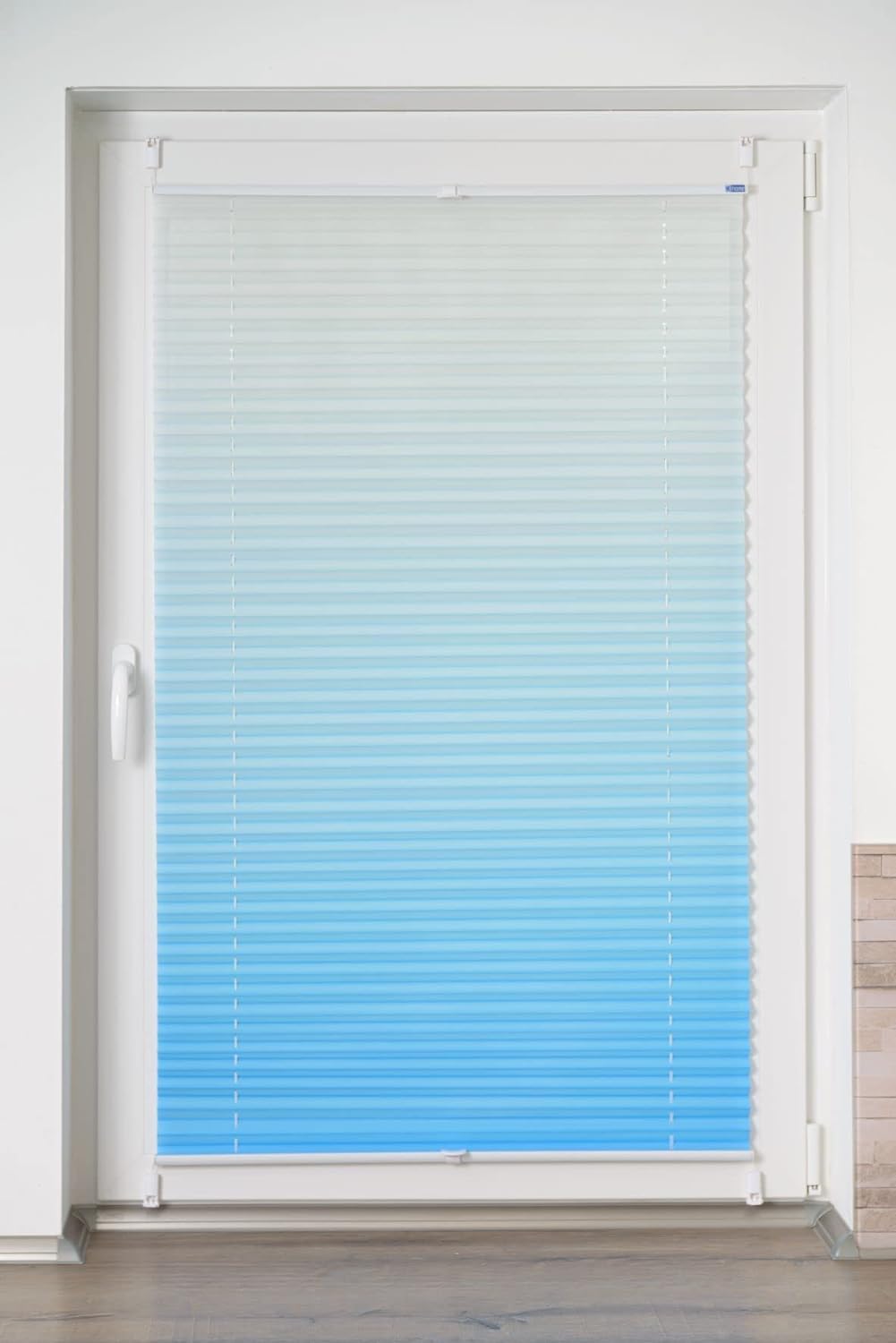 K-home Klemmfix-Plissee Farbverlauf, Polyester, Iceblau, 90 x 210 cm 90 x 210 cm Iceblau, 90 x 210 c