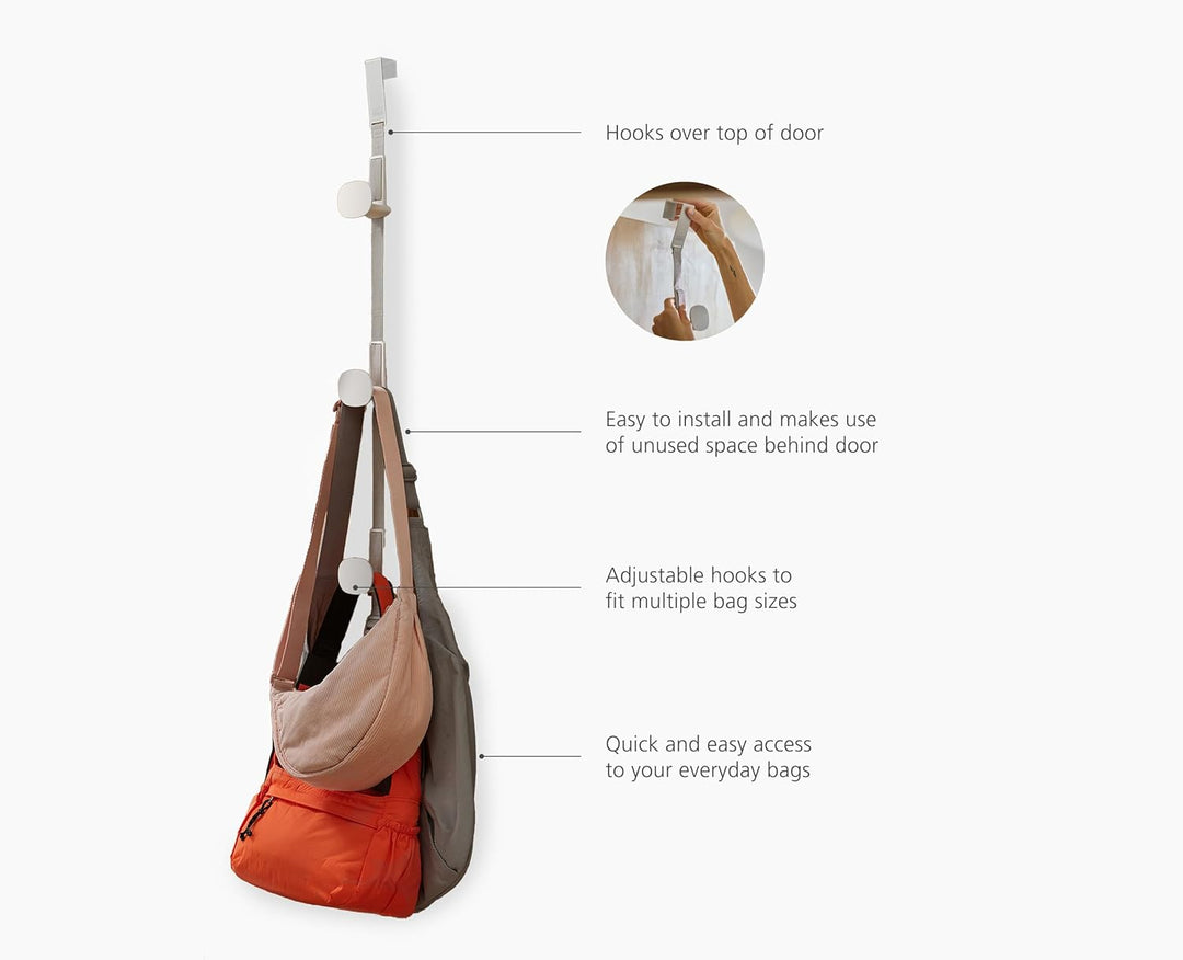 Joseph Joseph Orderly Tür Handtaschen Organizer, Verstellbare Taschen-Aufbewahrung mit 3 Haken, Plat
