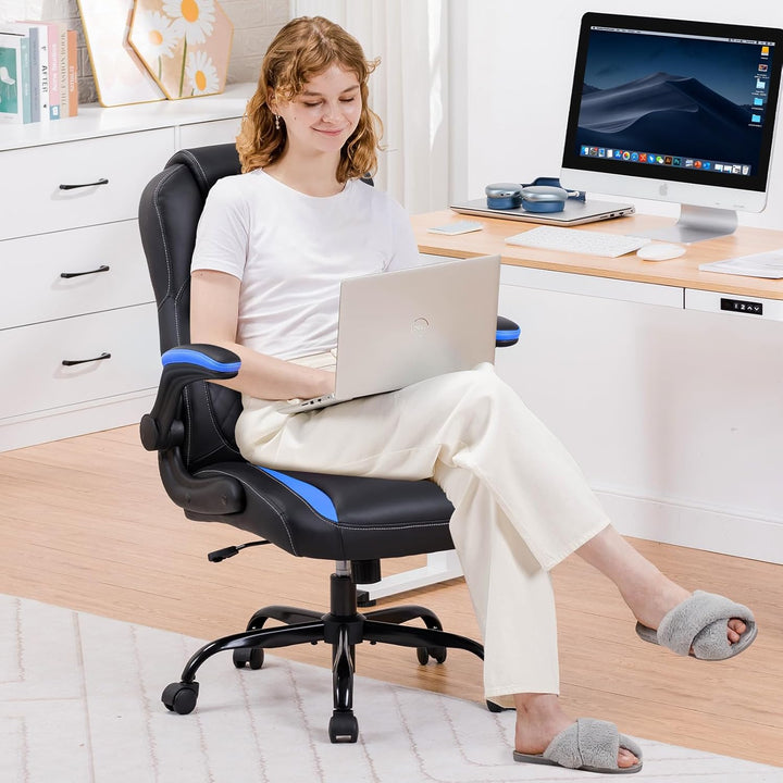 GTPLAYER Gaming Stuhl mit hochklappbarer Armlehne, Gamer Stuhl mit Schaukelfunktion, Ergonomischer C