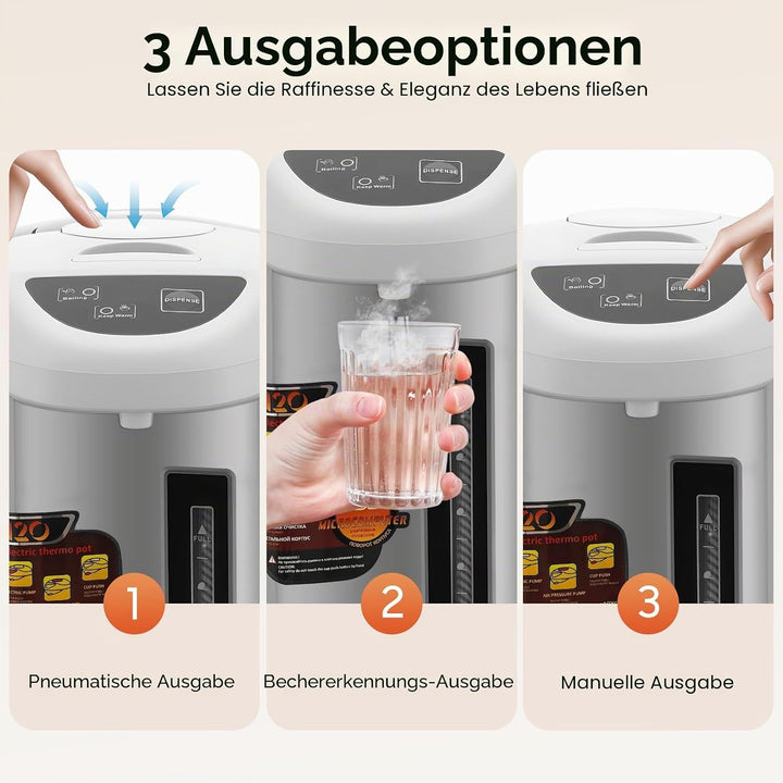 Elektrische Thermokanne 4 Liter Wasserspender Heisswasserspender Wasserkocher Teekanne 750 W Edelsta