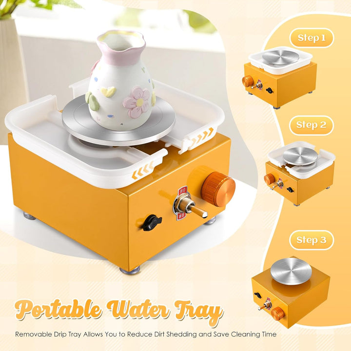 Töpferscheibe Elektrisch, Mini Electric Pottery Wheel 2000 U/min Einstellbare Geschwindigkeit mit Ab
