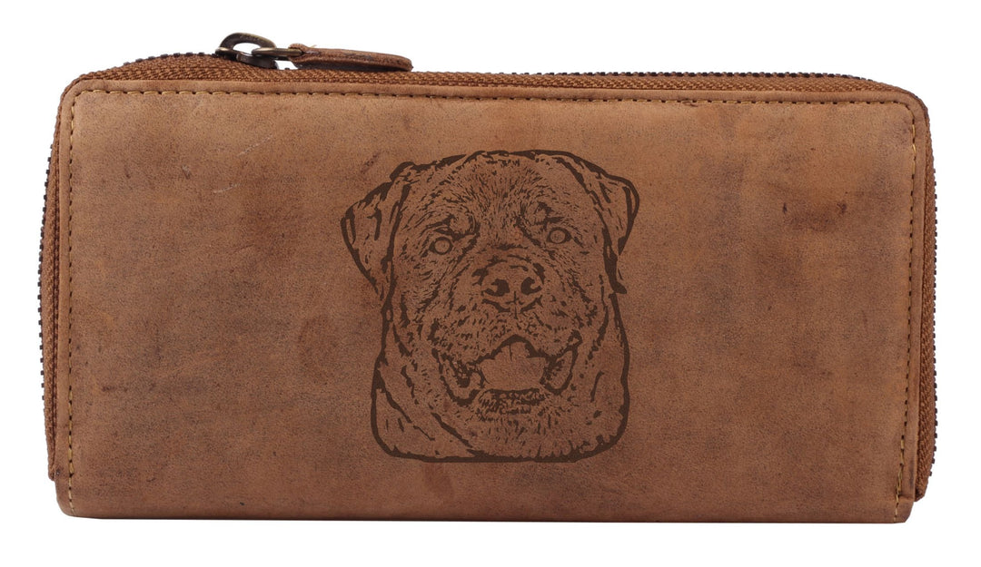 Greenburry Damen-Geldbörse mit Hunde-Motiv Rottweiler l Geschenkidee für Hundefreunde I Leder, Rottw