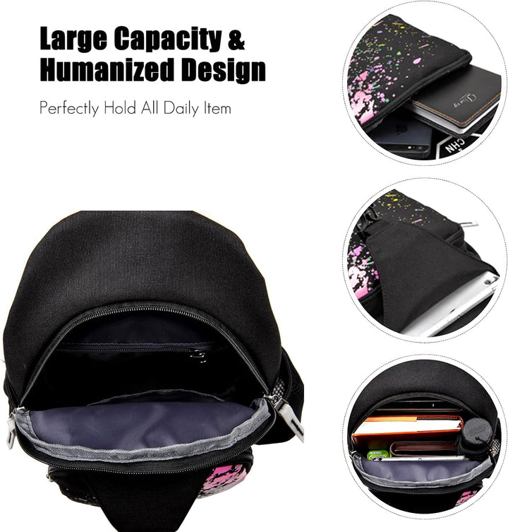 FANDARE Lässig Brusttasche Sling Bag Klein Rucksack Schulranzen Umhängetasche Schulrucksack Sporttas