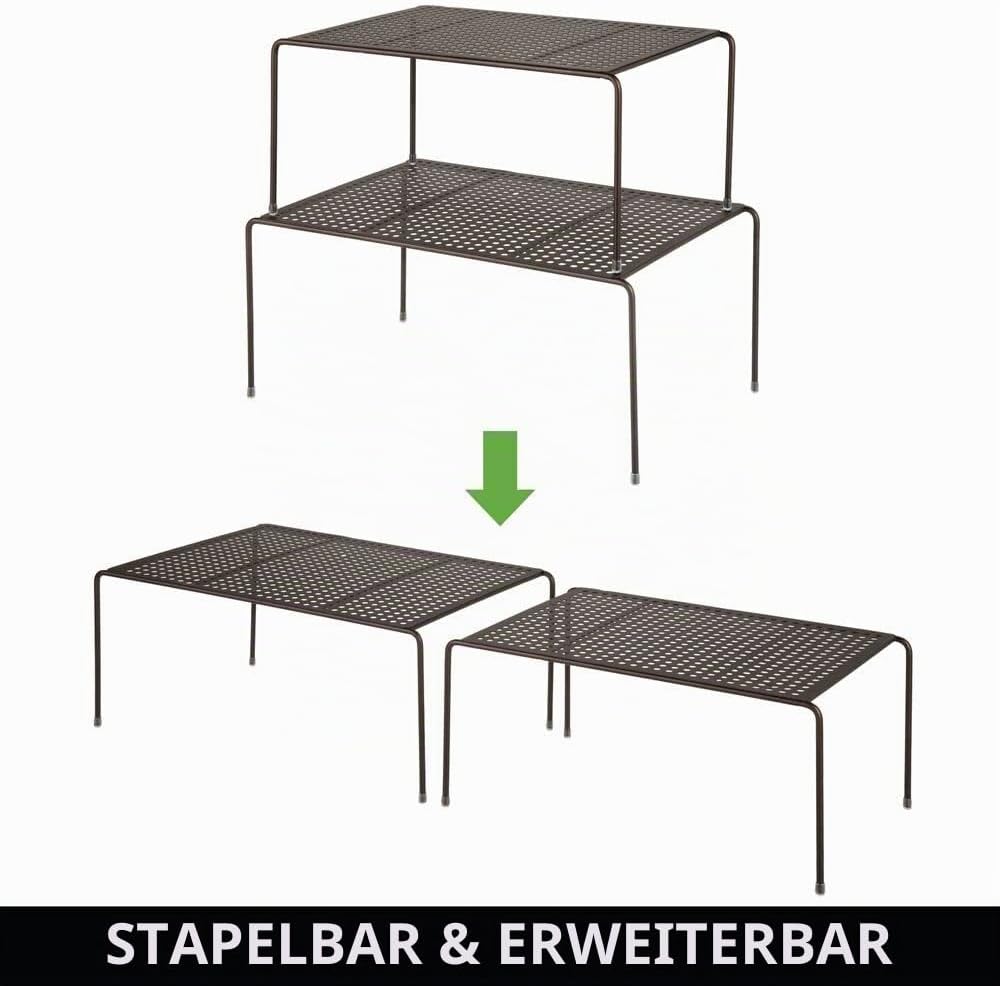 mDesign Regaleinsatz für Küchenschrank – praktische Geschirrablage aus Metall für mehr Abstellfläche