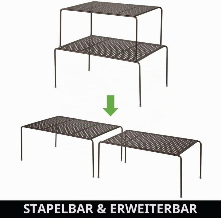mDesign Regaleinsatz für Küchenschrank – praktische Geschirrablage aus Metall für mehr Abstellfläche