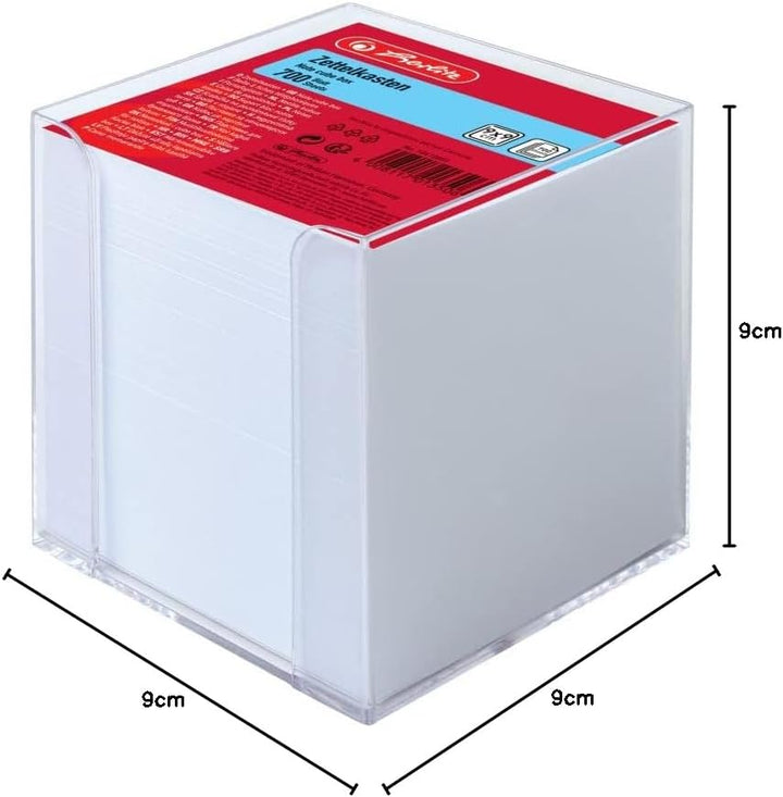 Herlitz 10410801 Zettelkasten 9x9x9cm transparent 700 Blatt weiss gefüllt (Packung mit 2)